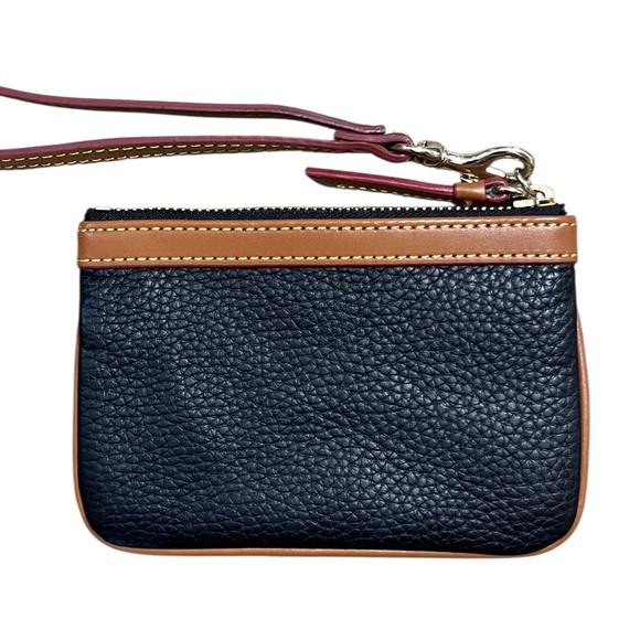 Dooney & Bourke Black and Tan Pebbled Leather Wristlet - Picture 4 of 4